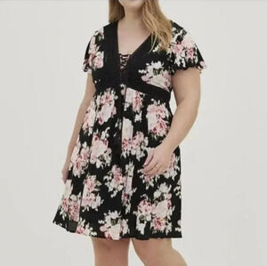Torrid Black and Pink Floral Dress